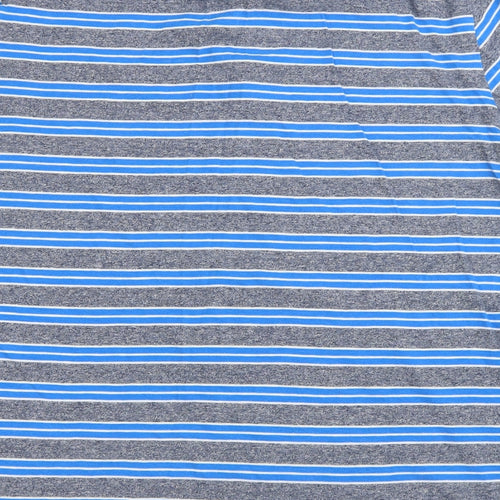 NEXT Mens Blue Striped Cotton T-Shirt Size XL Collared - polo shirt