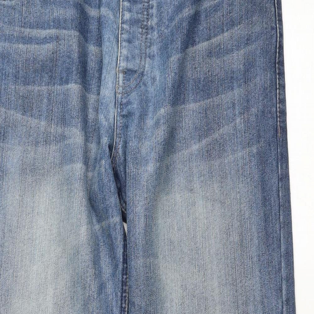 Easy Mens Blue Cotton Bootcut Jeans Size 34 in L28 in Regular Button