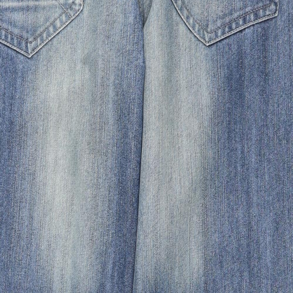 Easy Mens Blue Cotton Bootcut Jeans Size 34 in L28 in Regular Button