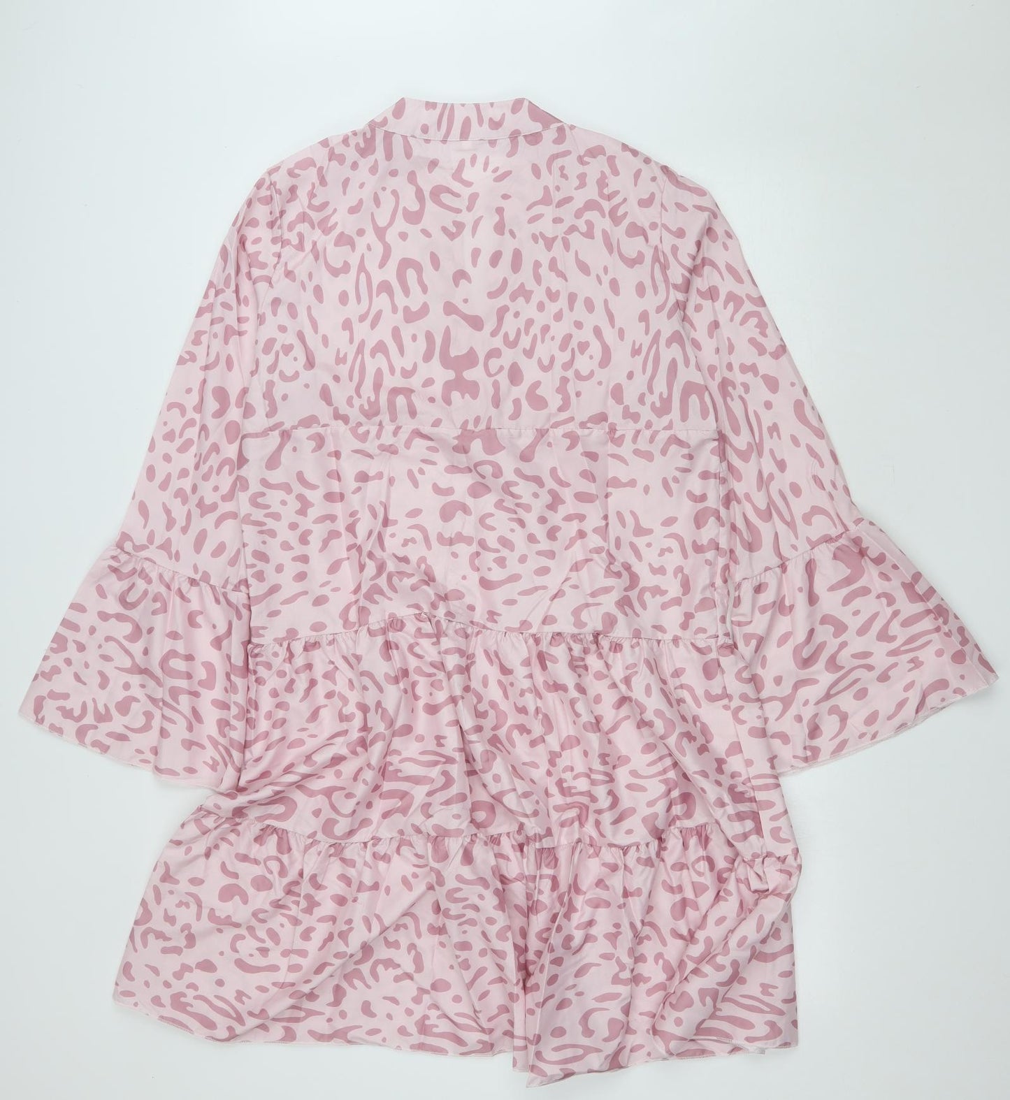 Preworn Womens Pink Animal Print Polyester A-Line Size 2XL V-Neck