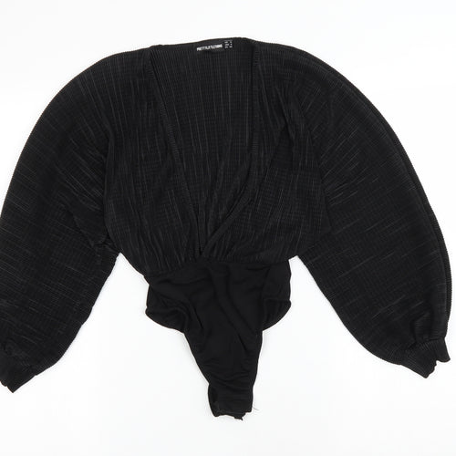 Pretty Little Thing Womens Black Polyester Bodysuit One-Piece Size 8 Snap