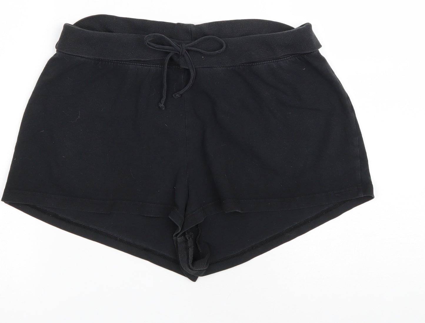 NEXT Womens Black Cotton Sweat Shorts Size 14 Regular Drawstring