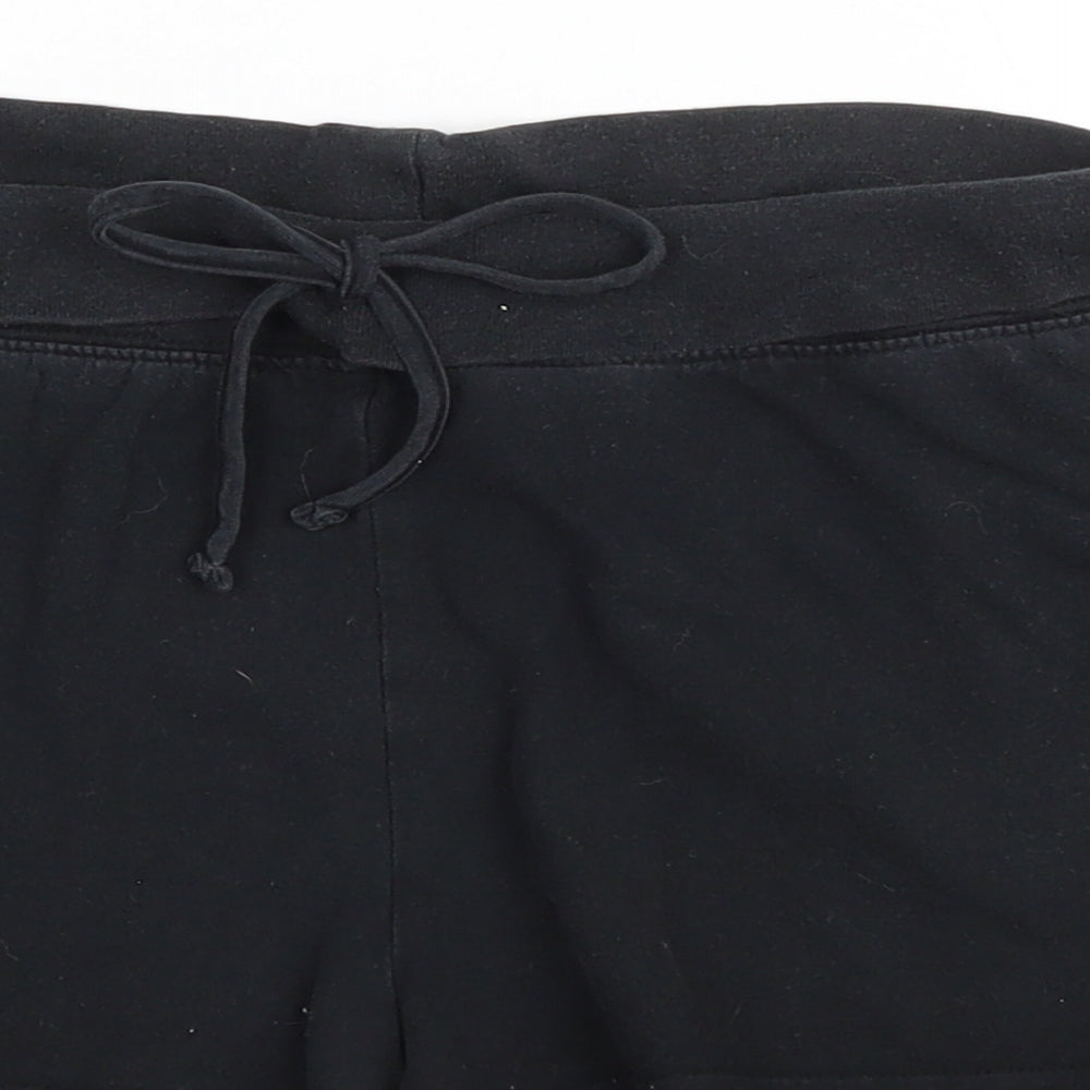 NEXT Womens Black Cotton Sweat Shorts Size 14 Regular Drawstring