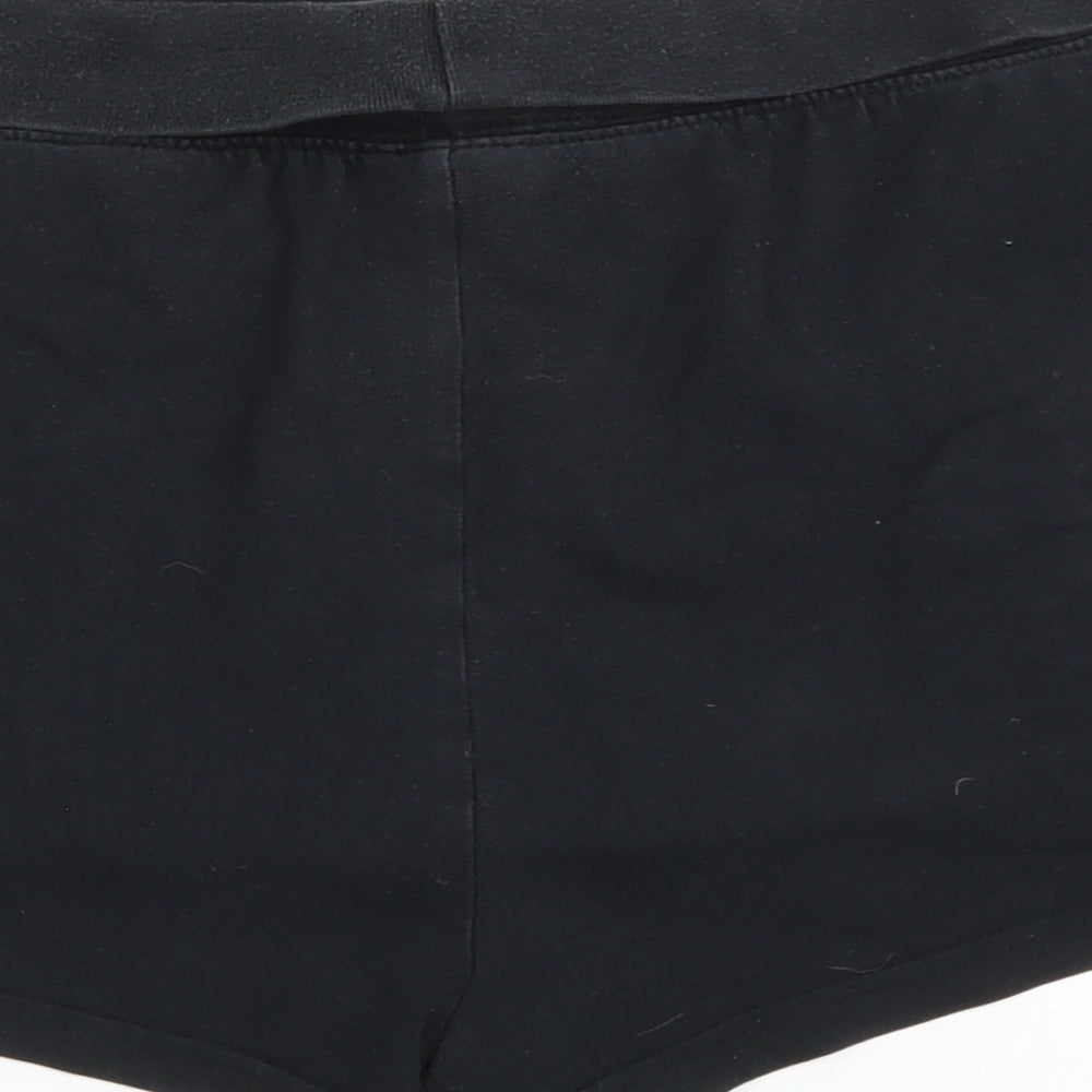 NEXT Womens Black Cotton Sweat Shorts Size 14 Regular Drawstring