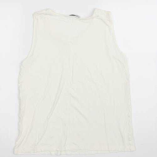 Blanchelle Womens Ivory Viscose Basic Tank Size 12 Scoop Neck