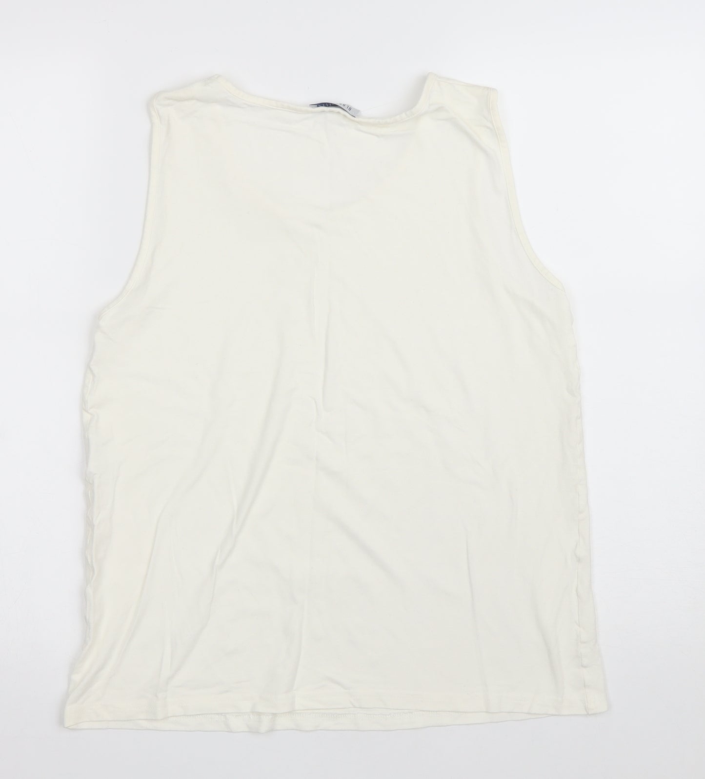 Blanchelle Womens Ivory Viscose Basic Tank Size 12 Scoop Neck