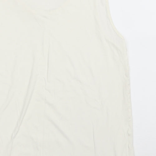 Blanchelle Womens Ivory Viscose Basic Tank Size 12 Scoop Neck