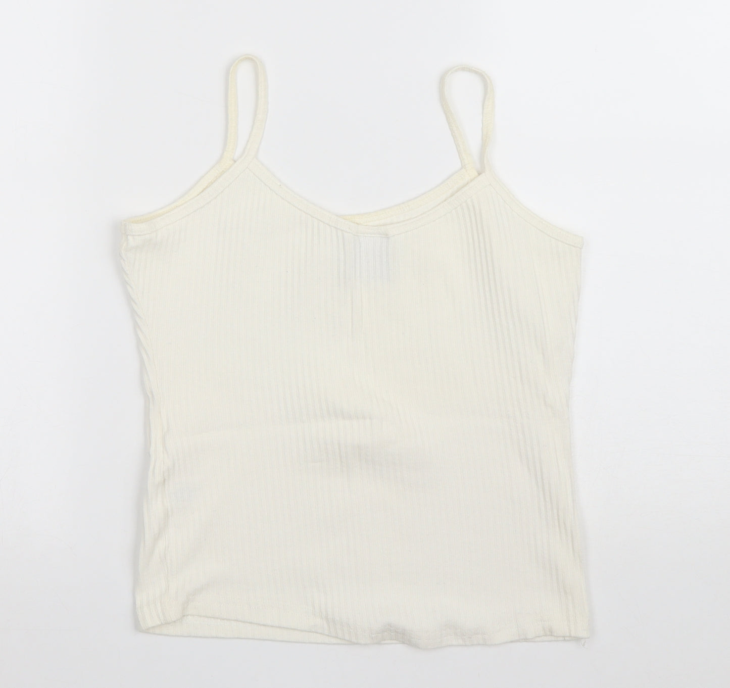 Trendy Touch Womens Ivory Cotton Camisole T-Shirt Size S Scoop Neck