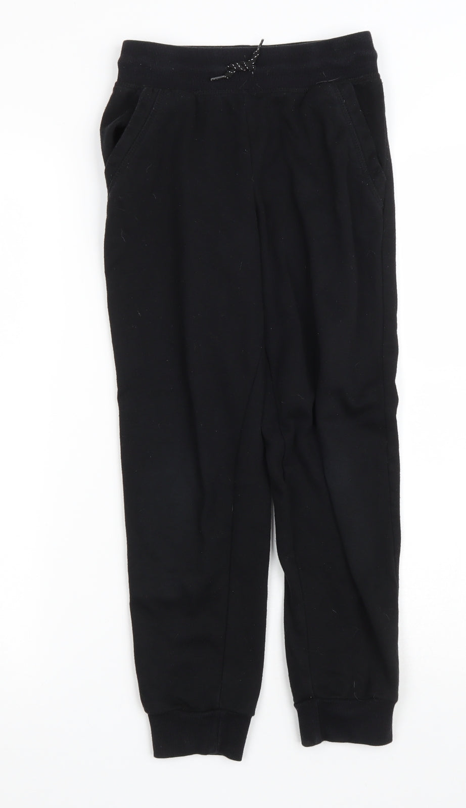 Primark Girls Black Polyester Sweatpants Trousers Size 8-9 Years L21 in Regular Drawstring