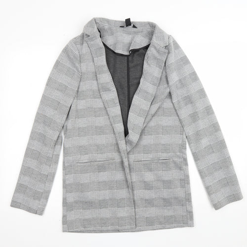 New Look Womens Grey Plaid Jacket Blazer Size 10