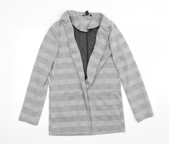New Look Womens Grey Plaid Jacket Blazer Size 10