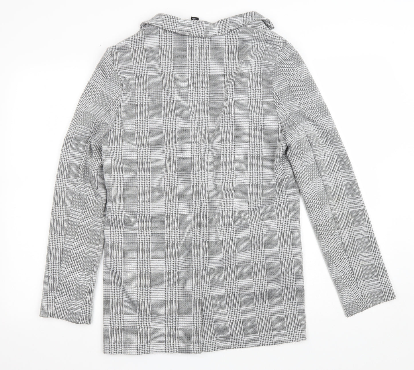 New Look Womens Grey Plaid Jacket Blazer Size 10