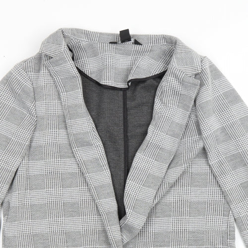 New Look Womens Grey Plaid Jacket Blazer Size 10