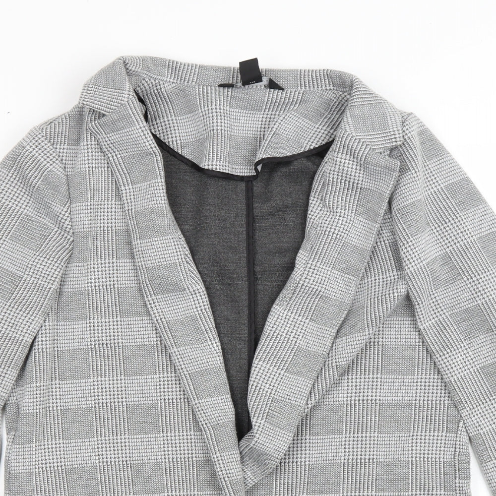 New Look Womens Grey Plaid Jacket Blazer Size 10