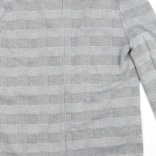 New Look Womens Grey Plaid Jacket Blazer Size 10
