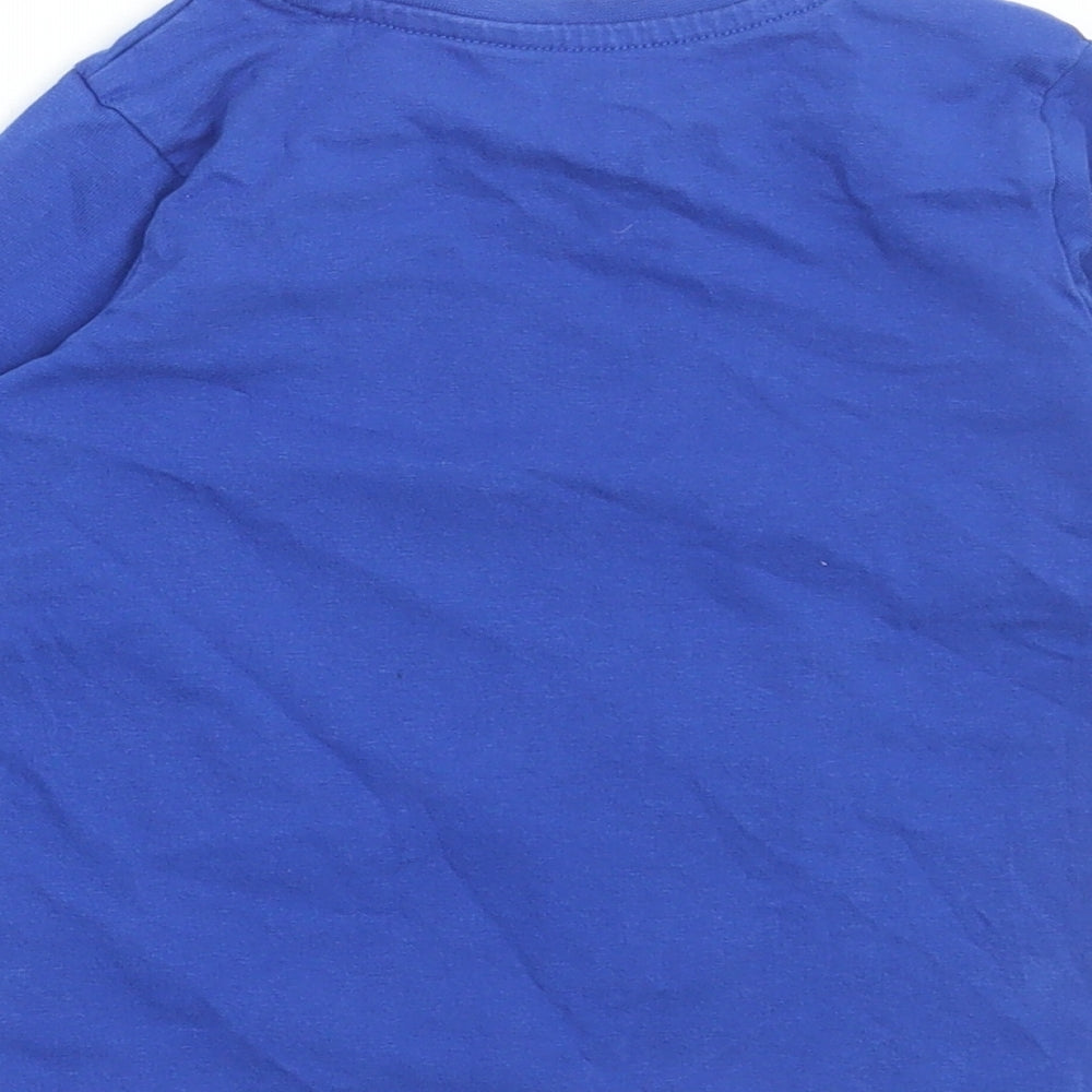 TU Boys Blue Cotton Basic T-Shirt Size 18-24 Months Round Neck Pullover - Christmas Dinosaur