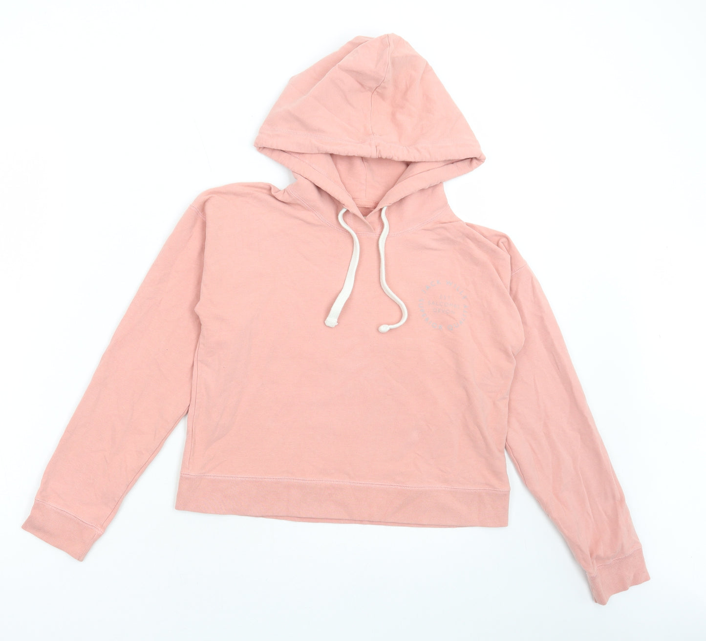 Jack Wills Womens Pink Cotton Pullover Hoodie Size 6 Pullover