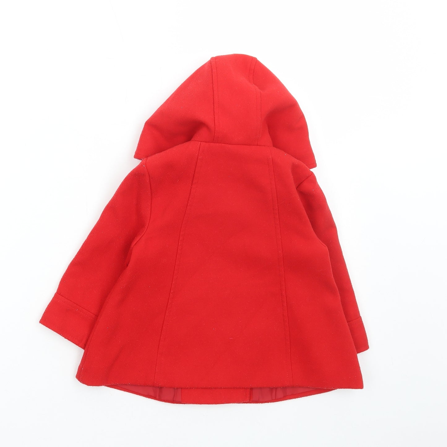 F&F Girls Red Parka Coat Size 12-18 Months Button