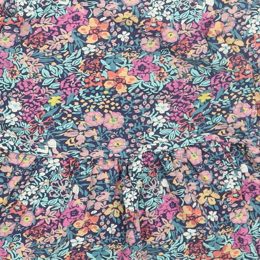 NEXT Girls Multicoloured Floral Cotton Skater Dress Size 12-18 Months Round Neck Pullover
