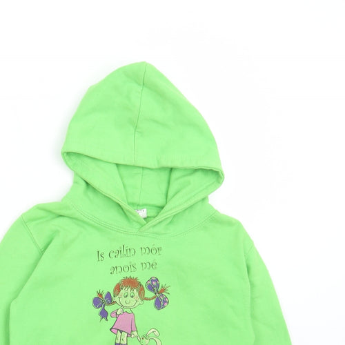 Just Hoods Girls Green Cotton Pullover Hoodie Size 7-8 Years Pullover