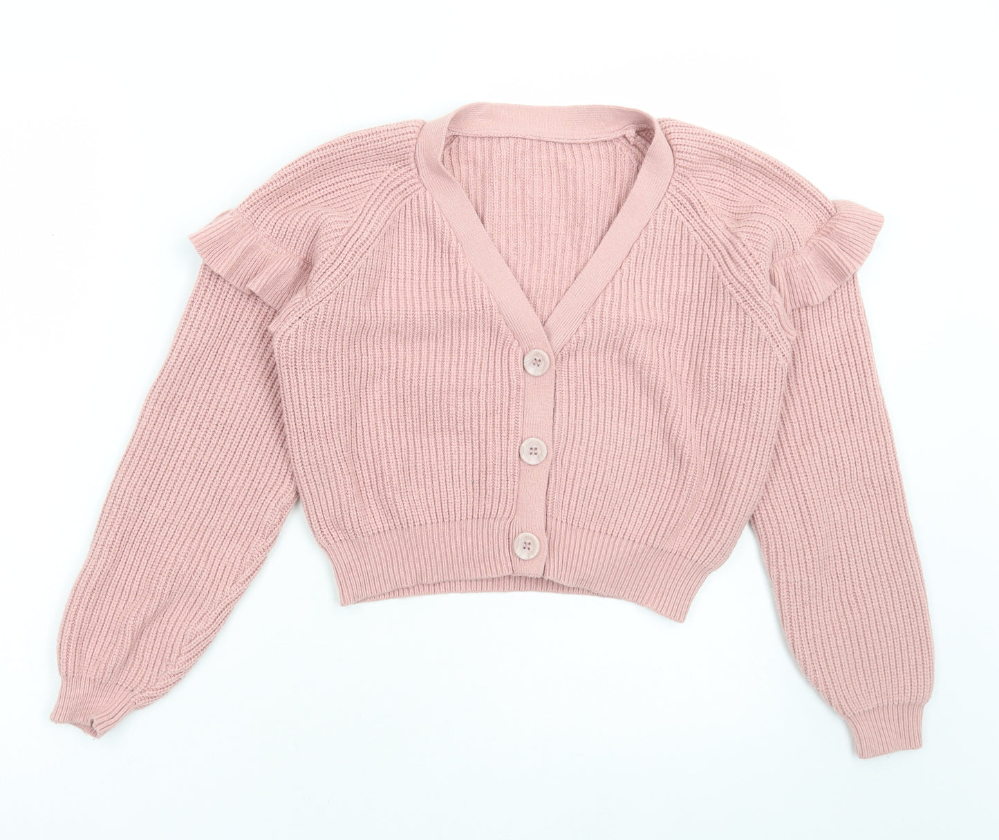 Dunnes Stores Girls Pink V-Neck Viscose Cardigan Jumper Size 10-11 Years Button
