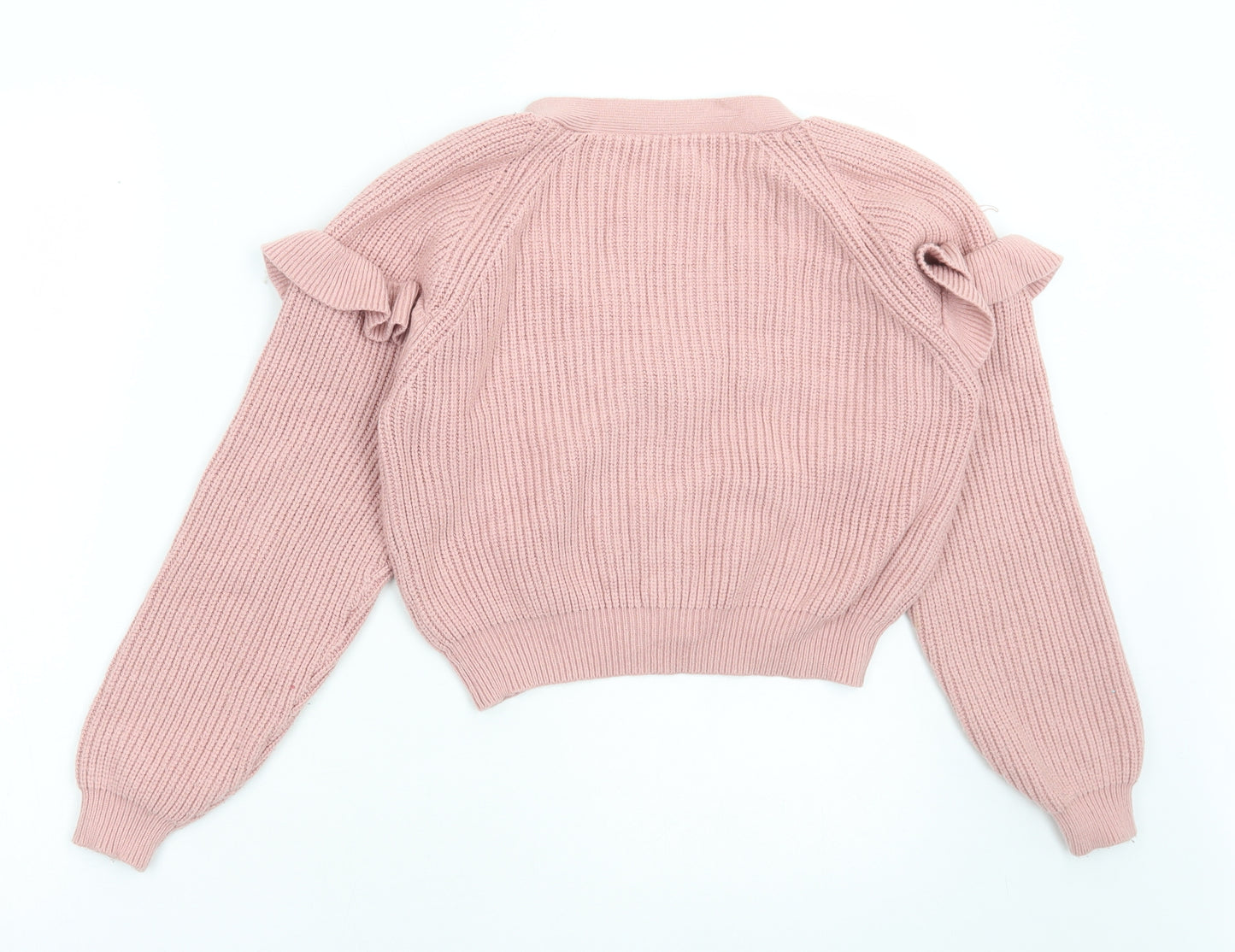 Dunnes Stores Girls Pink V-Neck Viscose Cardigan Jumper Size 10-11 Years Button