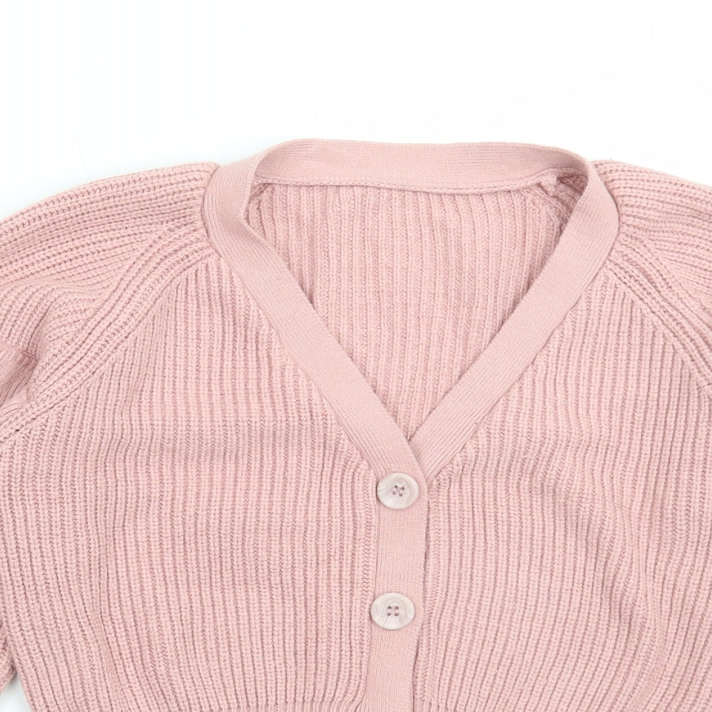 Dunnes Stores Girls Pink V-Neck Viscose Cardigan Jumper Size 10-11 Years Button