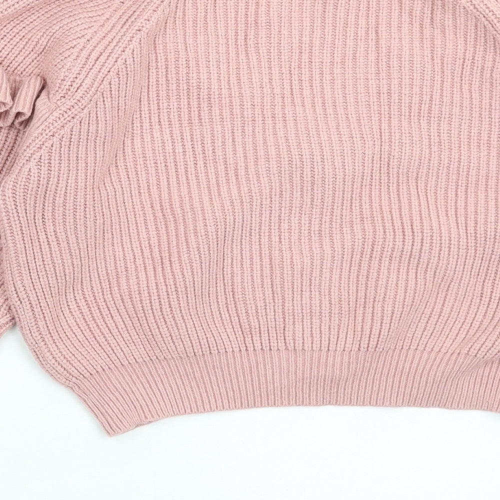 Dunnes Stores Girls Pink V-Neck Viscose Cardigan Jumper Size 10-11 Years Button