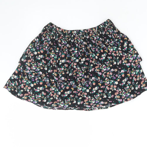 Marks and Spencer Girls Multicoloured Floral Polyester Skater Skirt Size 9-10 Years Regular Pull On