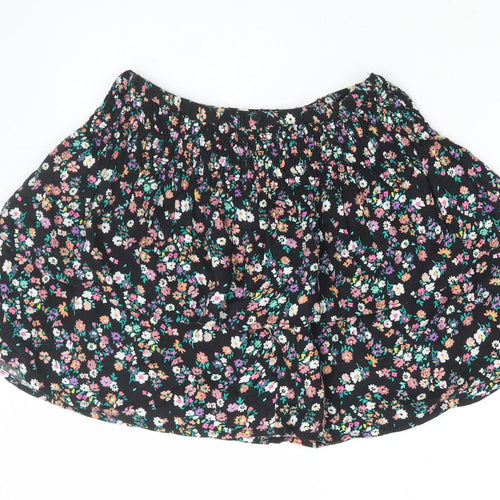 Marks and Spencer Girls Multicoloured Floral Polyester Skater Skirt Size 9-10 Years Regular Pull On