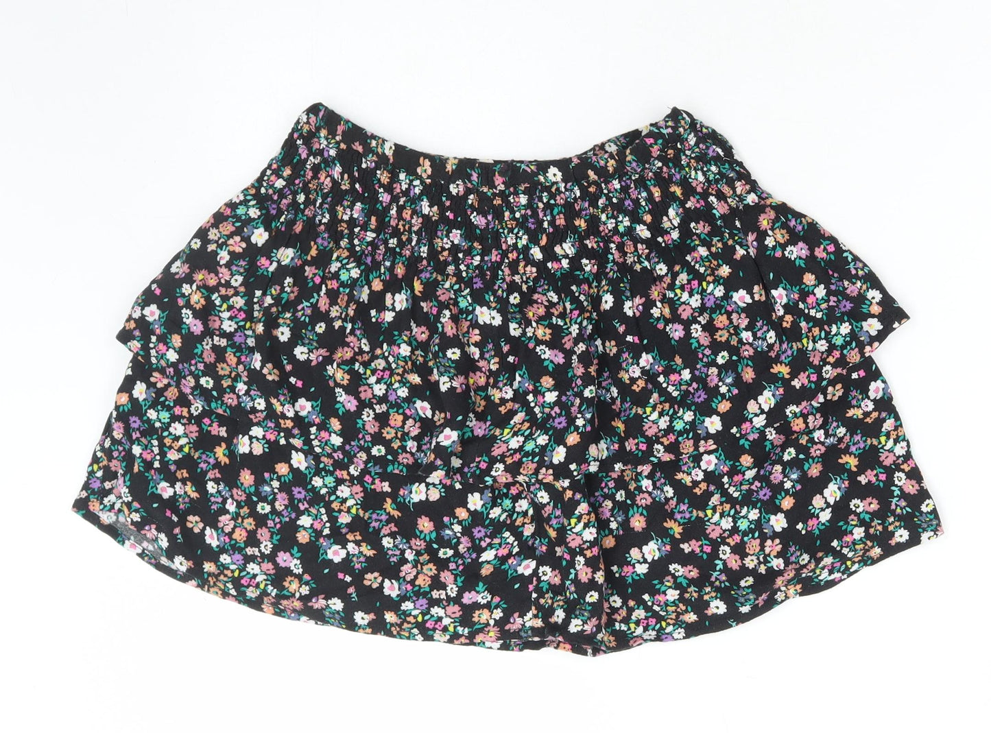 Marks and Spencer Girls Multicoloured Floral Polyester Skater Skirt Size 9-10 Years Regular Pull On
