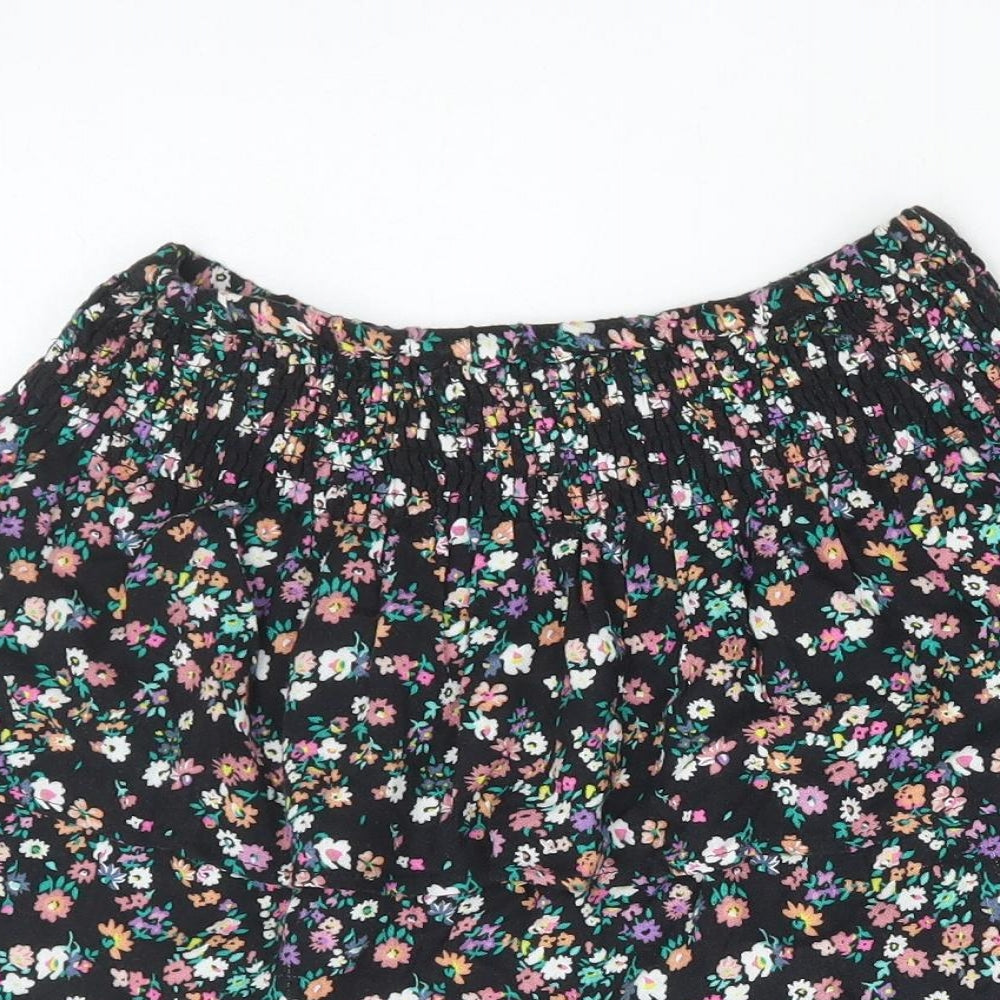 Marks and Spencer Girls Multicoloured Floral Polyester Skater Skirt Size 9-10 Years Regular Pull On