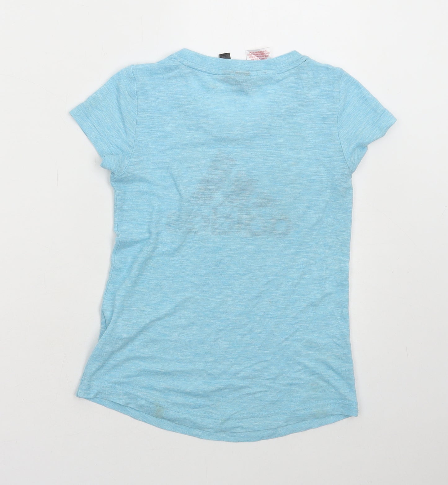 adidas Girls Blue Polyester Basic T-Shirt Size 9-10 Years Round Neck Pullover