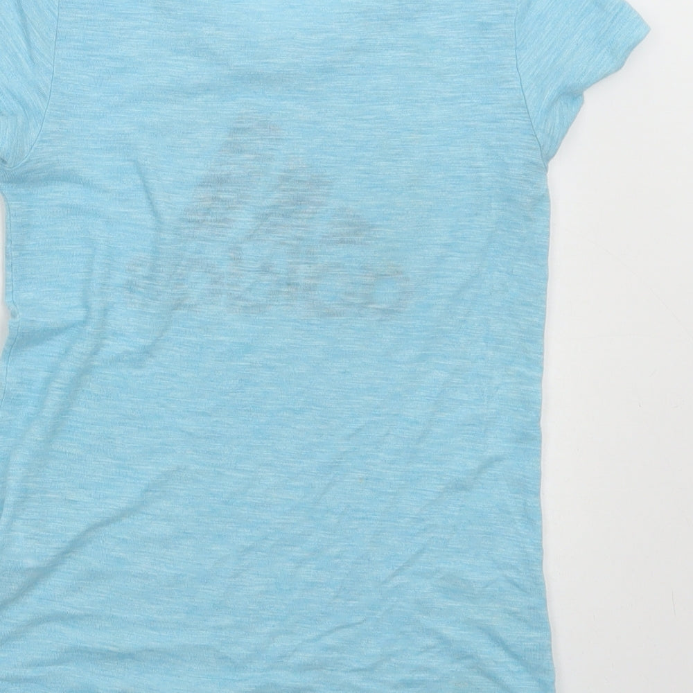 adidas Girls Blue Polyester Basic T-Shirt Size 9-10 Years Round Neck Pullover