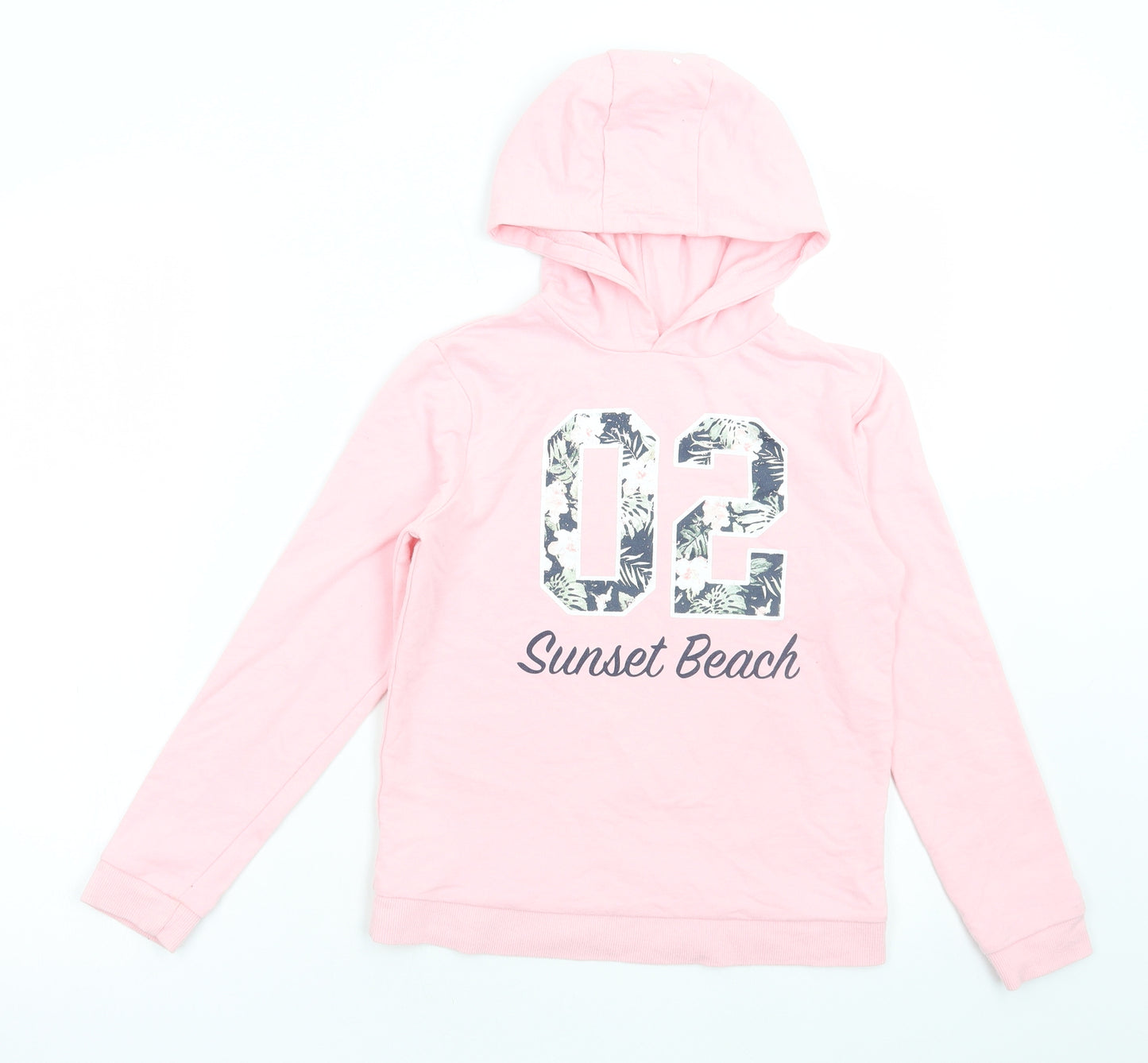 Young Dimension Girls Pink Cotton Pullover Hoodie Size 10-11 Years Pullover - Sunset beach