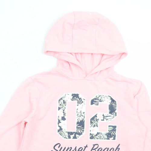 Young Dimension Girls Pink Cotton Pullover Hoodie Size 10-11 Years Pullover - Sunset beach