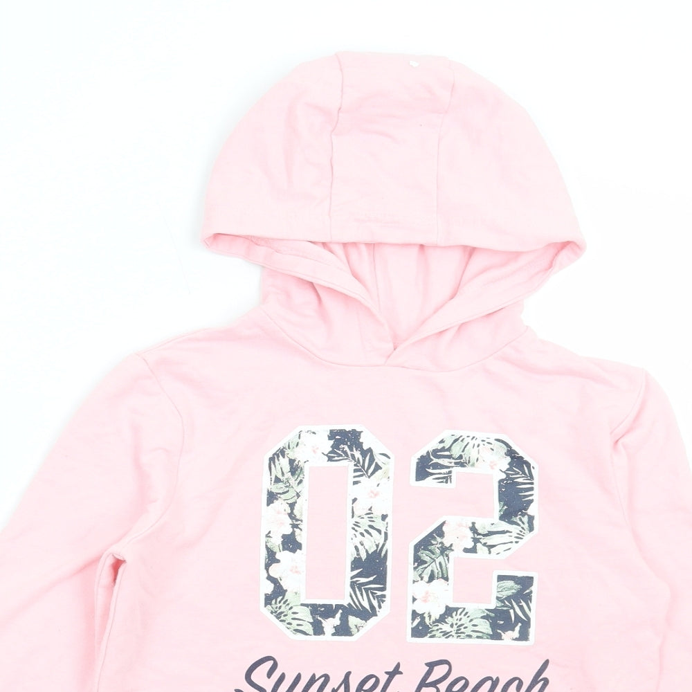 Young Dimension Girls Pink Cotton Pullover Hoodie Size 10-11 Years Pullover - Sunset beach
