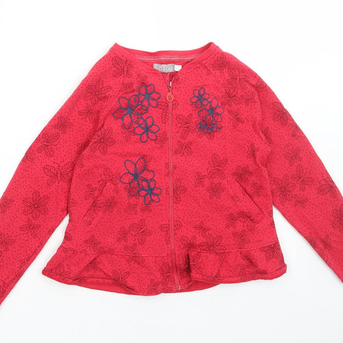 Boboli Girls Red Floral Cotton Full Zip Sweatshirt Size 8 Years Zip