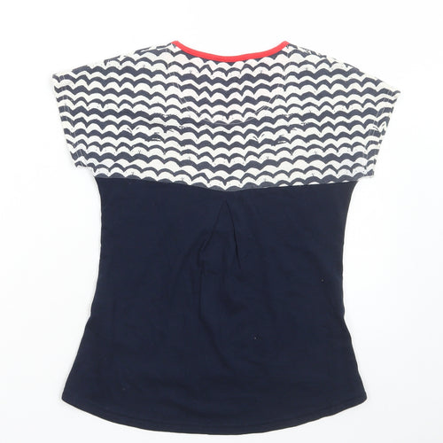 No No Girls Blue Striped Cotton Basic T-Shirt Size 12 Years Round Neck Pullover