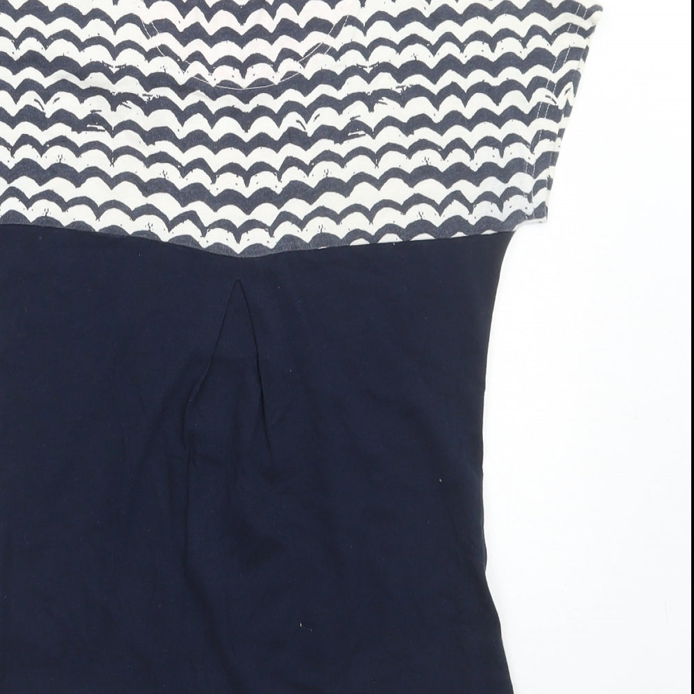 No No Girls Blue Striped Cotton Basic T-Shirt Size 12 Years Round Neck Pullover