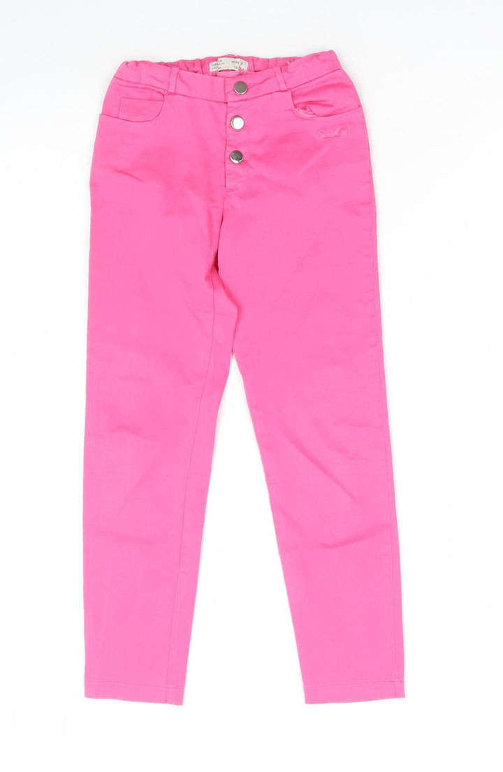 Zara Girls Pink Polyester Jogger Trousers Size 9 Months Regular Button