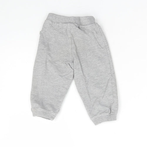 Liegeland Boys Grey Cotton Jogger Trousers Size 18 Months Drawstring