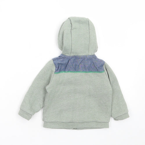 Mini Club Boys Green Striped Cotton Full Zip Jumper Size 9-12 Months Zip