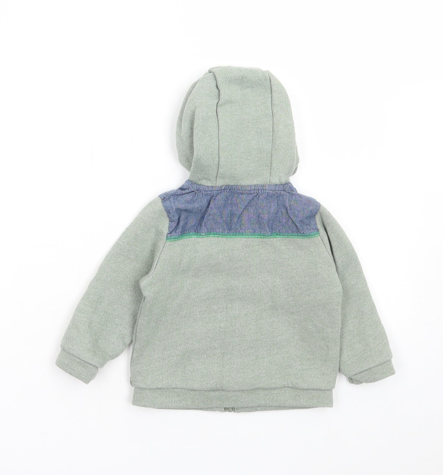 Mini Club Boys Green Striped Cotton Full Zip Jumper Size 9-12 Months Zip