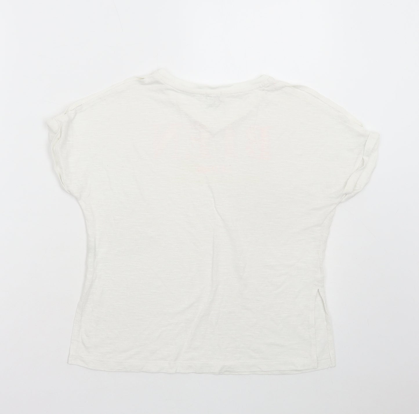 River Island Girls White Cotton Basic T-Shirt Size 7-8 Years Round Neck Pullover - Bien