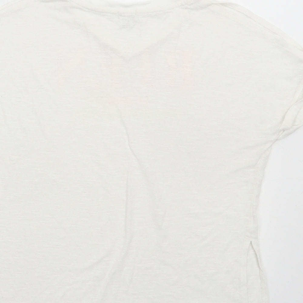River Island Girls White Cotton Basic T-Shirt Size 7-8 Years Round Neck Pullover - Bien