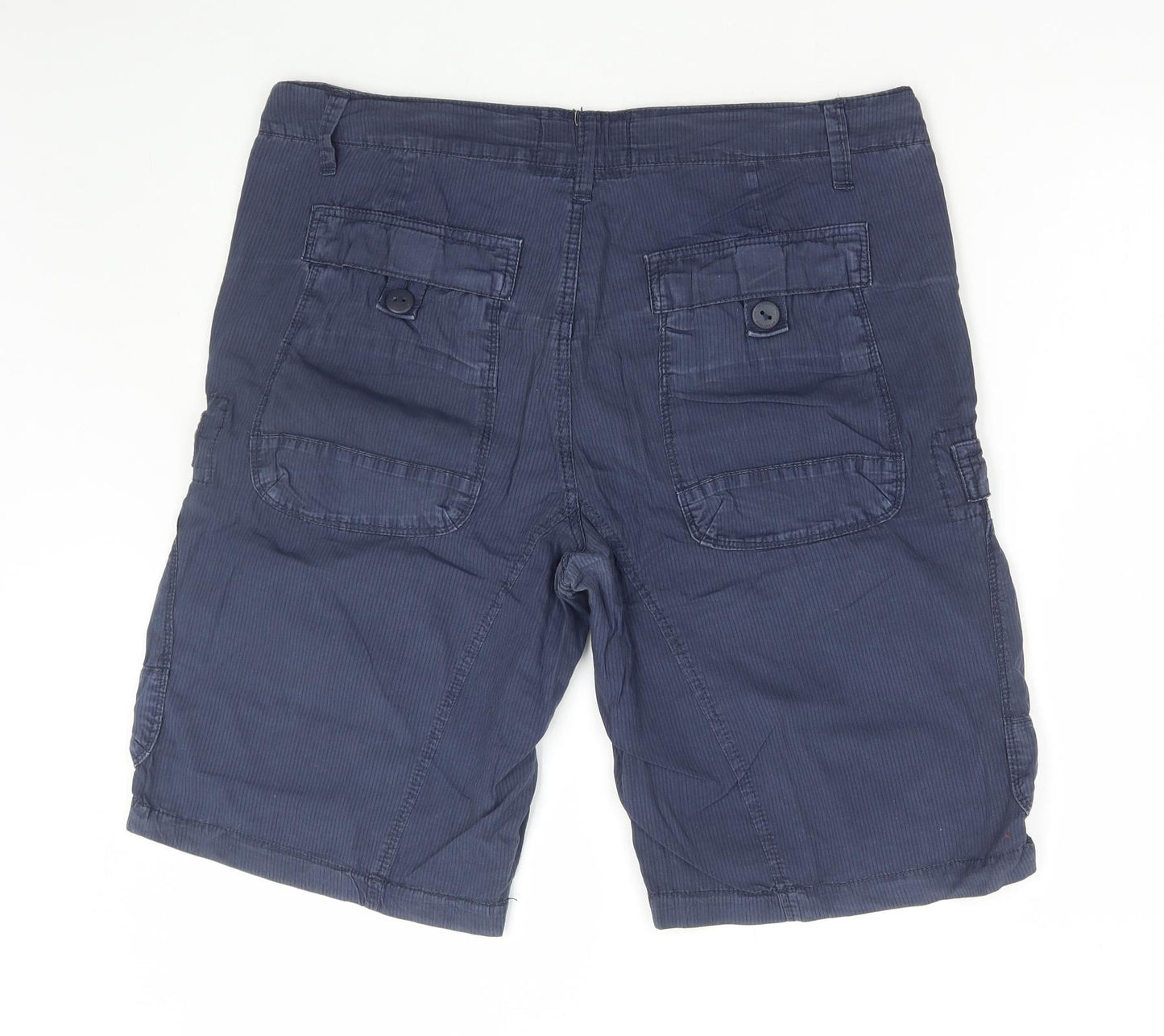 Lee Cooper Mens Blue Cotton Cargo Shorts Size 36 in L12 in Regular Button
