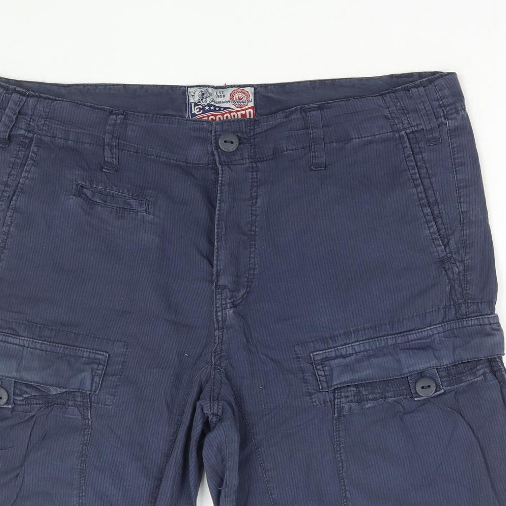 Lee Cooper Mens Blue Cotton Cargo Shorts Size 36 in L12 in Regular Button