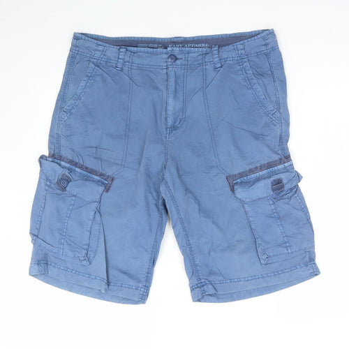 Easy Mens Blue Cotton Cargo Shorts Size 36 L12 in Regular Zip
