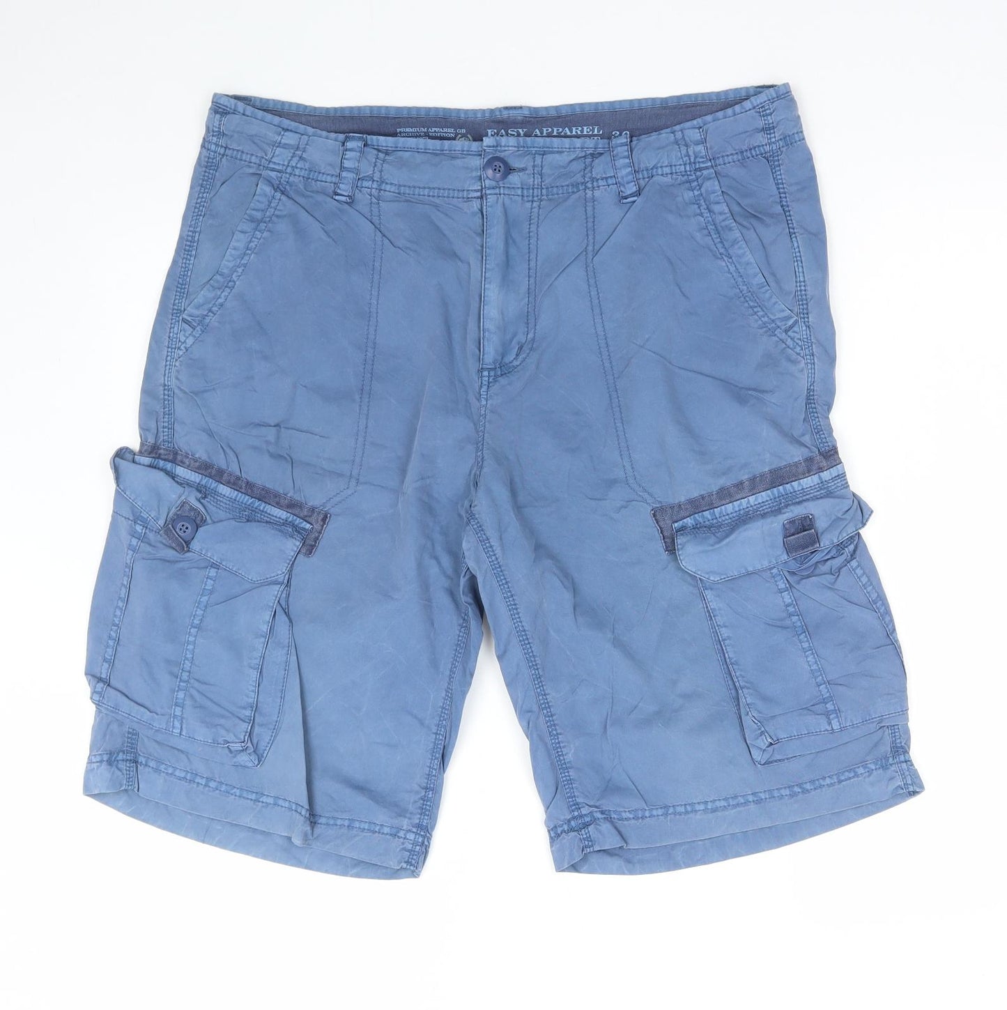 Easy Mens Blue Cotton Cargo Shorts Size 36 L12 in Regular Zip